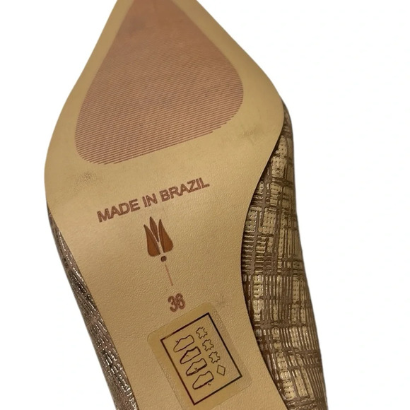 Anthropologie shoes women NEW! Slingback kitten heel Aurora warm taupe gold.7.5 - Picture 8 of 16